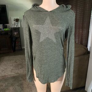 Grayson Thread Army Soldier Women's Green Star Hoodie Top Small lightweight